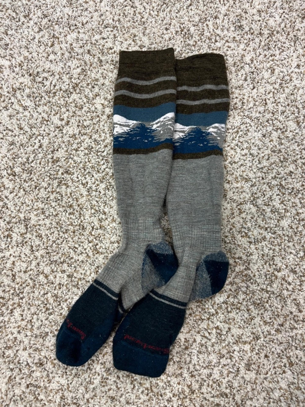 Smartwool Gray Knee-High Athletic Socks with Navy Accents